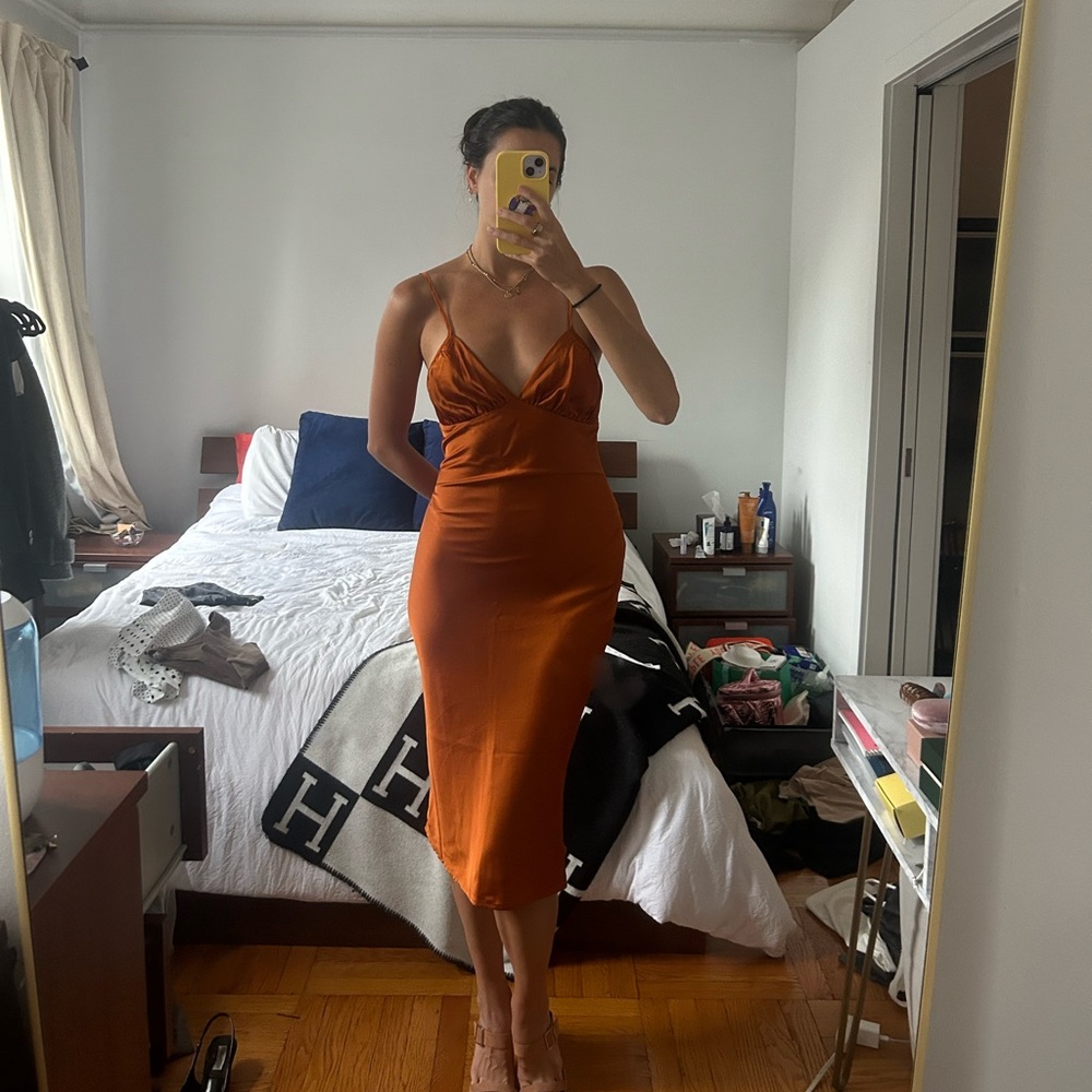 Abercrombie & Fitch Rust Satin Maxi Dress